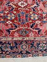7'4 x 10'1 Antique tribal Heriz rug #2040 / 7x10 Vintage Rug - Blue Parakeet Rugs