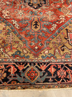 7 x 10'9 Worn Antique Persian Heriz rug #1871 / Large Vintage rug / 7x11 Vintage Rug - Blue Parakeet Rugs