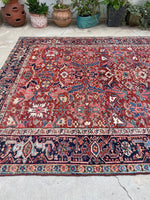 7'4 x 10'1 Antique tribal Heriz rug #2040 / 7x10 Vintage Rug - Blue Parakeet Rugs