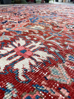 7'4 x 10'1 Antique tribal Heriz rug #2040 / 7x10 Vintage Rug - Blue Parakeet Rugs