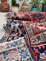 7'4 x 10'1 Antique tribal Heriz rug #2040 / 7x10 Vintage Rug - Blue Parakeet Rugs