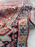 7'4 x 10'1 Antique tribal Heriz rug #2040 / 7x10 Vintage Rug - Blue Parakeet Rugs
