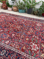 7'4 x 10'1 Antique tribal Heriz rug #2040 / 7x10 Vintage Rug - Blue Parakeet Rugs