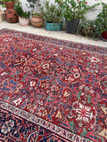 7'4 x 10'1 Antique tribal Heriz rug #2040 / 7x10 Vintage Rug - Blue Parakeet Rugs