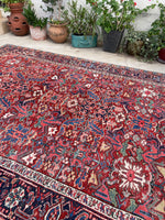 7'4 x 10'1 Antique tribal Heriz rug #2040 / 7x10 Vintage Rug - Blue Parakeet Rugs