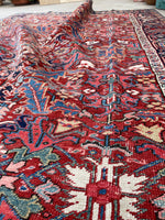 7'4 x 10'1 Antique tribal Heriz rug #2040 / 7x10 Vintage Rug - Blue Parakeet Rugs