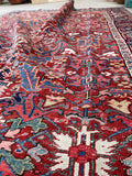 7'4 x 10'1 Antique tribal Heriz rug #2040 / 7x10 Vintage Rug - Blue Parakeet Rugs