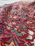 7'4 x 10'1 Antique tribal Heriz rug #2040 / 7x10 Vintage Rug - Blue Parakeet Rugs