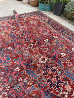 7'4 x 10'1 Antique tribal Heriz rug #2040 / 7x10 Vintage Rug - Blue Parakeet Rugs