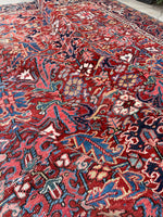 7'4 x 10'1 Antique tribal Heriz rug #2040 / 7x10 Vintage Rug - Blue Parakeet Rugs