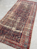 4'10 x 10'2 Worn to Perfection Mahal rug #2041 / 5x10 Vintage Rug - Blue Parakeet Rugs