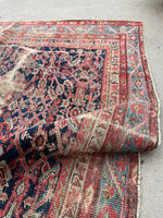 4'10 x 10'2 Worn to Perfection Mahal rug #2041 / 5x10 Vintage Rug - Blue Parakeet Rugs