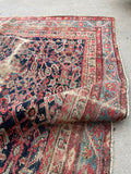 4'10 x 10'2 Worn to Perfection Mahal rug #2041 / 5x10 Vintage Rug - Blue Parakeet Rugs