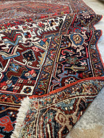 9'9 x 13'4 Antique Persian Heriz rug #2734ML / 10x13 Heriz - Blue Parakeet Rugs