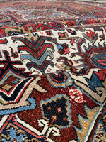 9'9 x 13'4 Antique Persian Heriz rug #2734ML / 10x13 Heriz - Blue Parakeet Rugs