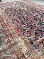 4'10 x 10'2 Worn to Perfection Mahal rug #2041 / 5x10 Vintage Rug - Blue Parakeet Rugs