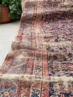 4'10 x 10'2 Worn to Perfection Mahal rug #2041 / 5x10 Vintage Rug - Blue Parakeet Rugs