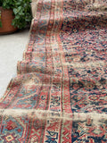 4'10 x 10'2 Worn to Perfection Mahal rug #2041 / 5x10 Vintage Rug - Blue Parakeet Rugs