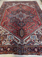 9'9 x 13'4 Antique Persian Heriz rug #2734ML / 10x13 Heriz - Blue Parakeet Rugs