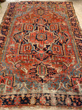 6'7 x 9'9 Antique Persian Heriz with French Blue rug #1874 / 7x10 large Vintage Rug - Blue Parakeet Rugs