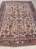 7'7 x 10'2 Antique tribal rug on ivory ground #2042 / 8x10 Vintage rug - Blue Parakeet Rugs