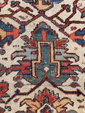 7'7 x 10'2 Antique tribal rug on ivory ground #2042 / 8x10 Vintage rug - Blue Parakeet Rugs