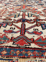 7'7 x 10'2 Antique tribal rug on ivory ground #2042 / 8x10 Vintage rug - Blue Parakeet Rugs