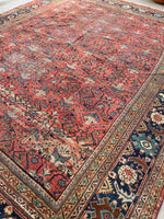 10'8 x 13'5 Antique Oversize Mahal village rug #2043 / 11x13 Vintage rug - Blue Parakeet Rugs