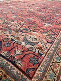 10'8 x 13'5 Antique Oversize Mahal village rug #2043 / 11x13 Vintage rug - Blue Parakeet Rugs