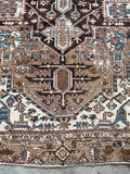 Antique Persian Serapi Rug w/ Camel and French Blue / Square Persian Rug 11x12 #2853