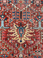 8' x 10'2 Antique Persian Heriz rug #2735ML / 8x10 Heriz - Blue Parakeet Rugs