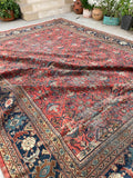 10'8 x 13'5 Antique Oversize Mahal village rug #2043 / 11x13 Vintage rug - Blue Parakeet Rugs