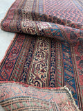 3'5 x 12'9 Antique Malayer Runner #2213 / 4x13 Vintage Runner - Blue Parakeet Rugs