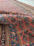 3'5 x 12'9 Antique Malayer Runner #2213 / 4x13 Vintage Runner - Blue Parakeet Rugs