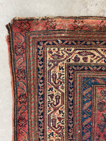 3'5 x 12'9 Antique Malayer Runner #2213 / 4x13 Vintage Runner - Blue Parakeet Rugs