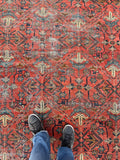 10'8 x 13'5 Antique Oversize Mahal village rug #2043 / 11x13 Vintage rug - Blue Parakeet Rugs