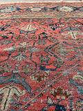 10'8 x 13'5 Antique Oversize Mahal village rug #2043 / 11x13 Vintage rug - Blue Parakeet Rugs