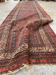 3'5 x 12'9 Antique Malayer Runner #2213 / 4x13 Vintage Runner - Blue Parakeet Rugs