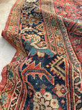 10'8 x 13'5 Antique Oversize Mahal village rug #2043 / 11x13 Vintage rug - Blue Parakeet Rugs