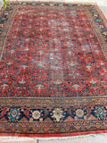 10'8 x 13'5 Antique Oversize Mahal village rug #2043 / 11x13 Vintage rug - Blue Parakeet Rugs