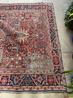 8' x 10'2 Antique Persian Heriz rug #2735ML / 8x10 Heriz - Blue Parakeet Rugs