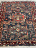 4'10 X 5'4 Antique Persian Heriz scatter rug #2214 / 5x5 Vintage Rug - Blue Parakeet Rugs
