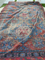 7’5 x 12’5 antique Soumak flat weave rug - Blue Parakeet Rugs