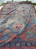 7’5 x 12’5 antique Soumak flat weave rug - Blue Parakeet Rugs