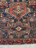 4'10 X 5'4 Antique Persian Heriz scatter rug #2214 / 5x5 Vintage Rug - Blue Parakeet Rugs