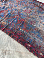 7’5 x 12’5 antique Soumak flat weave rug - Blue Parakeet Rugs