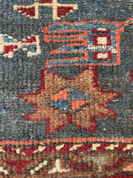4'10 X 5'4 Antique Persian Heriz scatter rug #2214 / 5x5 Vintage Rug - Blue Parakeet Rugs