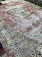 9'2 x 13'4 worn Antique Turkish Rug (#1369) - Blue Parakeet Rugs