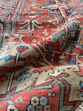 9'8 x 12'3 Antique Persian Heriz rug #2674 / 10x12 Heriz - Blue Parakeet Rugs