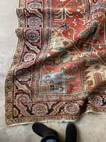 9'8 x 12'3 Antique Persian Heriz rug #2674 / 10x12 Heriz - Blue Parakeet Rugs